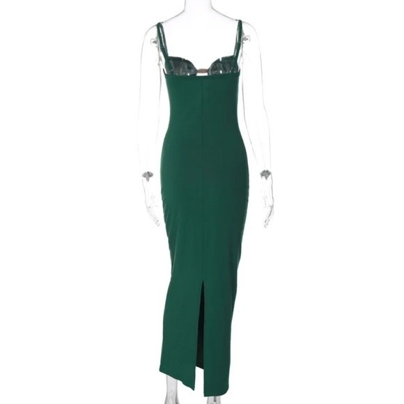 Green Cut-Out Midi Dress - Picture 3 of 5